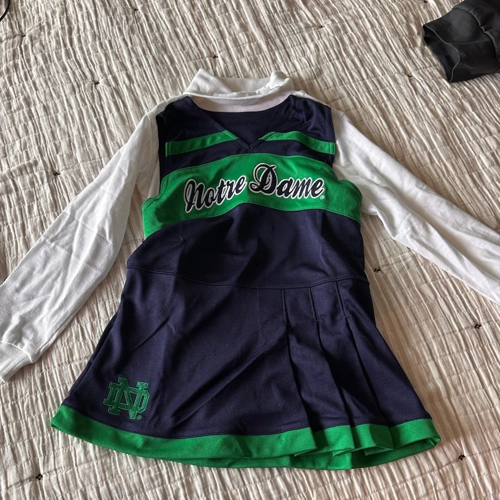 Outerstuff NCAA Girls Cheer Jumper Dress with Long Sleeve Turtleneck, Notre Dame - Picture 4 of 4